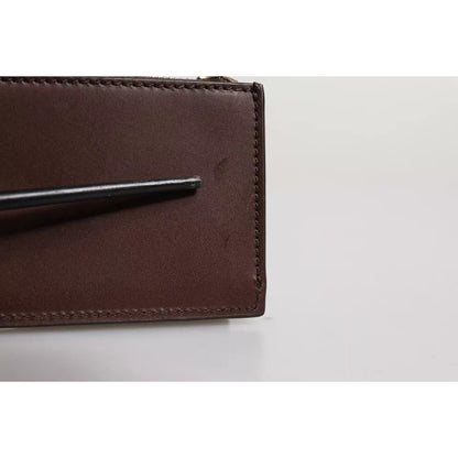 Dolce & Gabbana Brown Leather Zip Logo Keyring Coin Purse Keyring Wallet Dolce & Gabbana