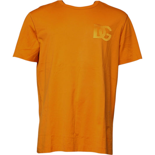 Dolce & Gabbana Orange Logo Cotton Crew Neck T-shirt TSH87635-56