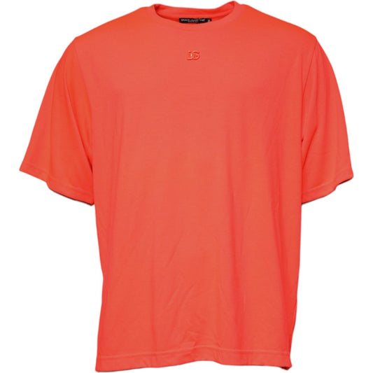Dolce & Gabbana Orange Logo Polyester Crew Neck T-shirt TSH87636-56