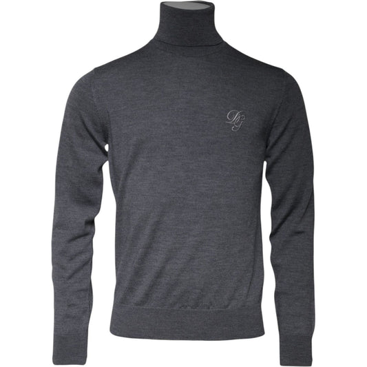 Dolce & Gabbana Gray Wool Logo Turtleneck Pullover Sweater TSH87779-48