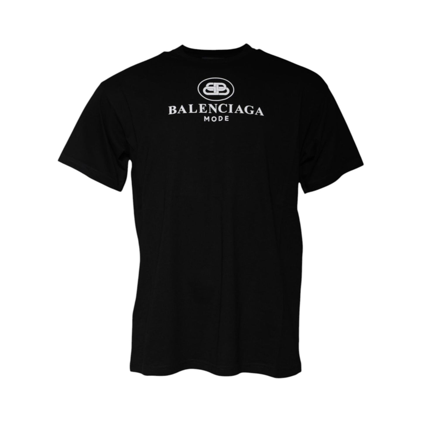 Balenciaga Black Cotton Logo Print Crew Neck Short Sleeves T-shirt