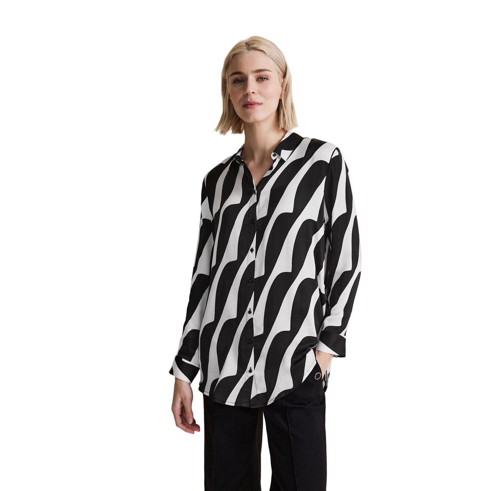 Street One Black And White Viscose Blouse