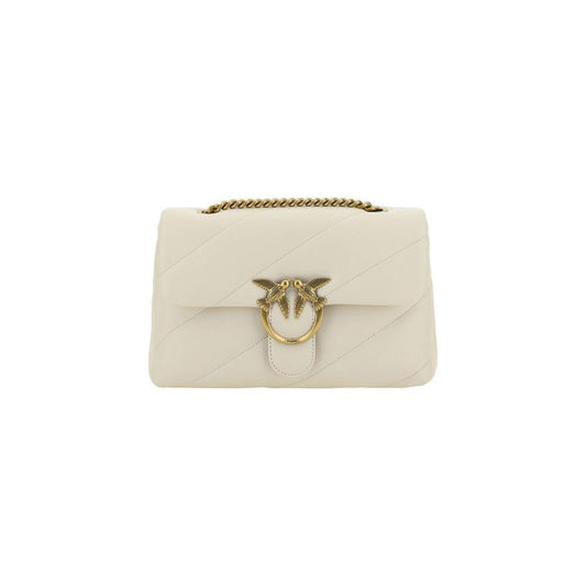 PINKO White Calf Leather Bos Taurus Shoulder Bag PINKO