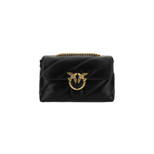 PINKO Black Calf Leather Bos Taurus Shoulder Bag PINKO
