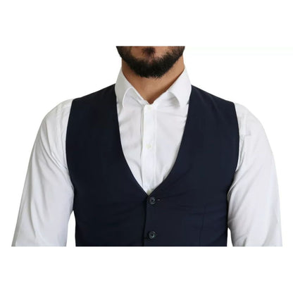 Dolce & Gabbana Navy Blue Men Formal Dress Waistcoat Vest Dolce & Gabbana