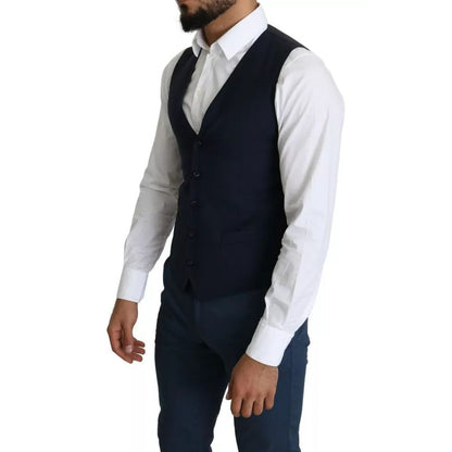 Dolce & Gabbana Navy Blue Men Formal Dress Waistcoat Vest Dolce & Gabbana