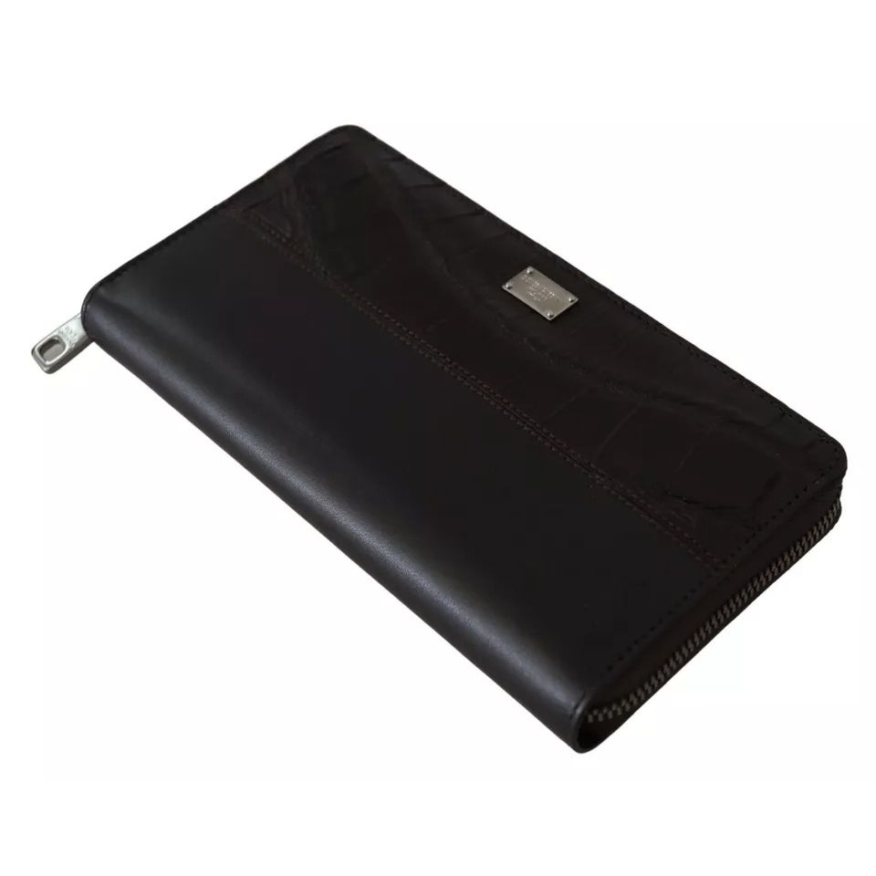 Dolce & Gabbana Brown Exotic Leather Zip Around Continental Clutch Wallet Dolce & Gabbana