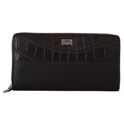 Dolce & Gabbana Brown Exotic Leather Zip Around Continental Clutch Wallet Dolce & Gabbana