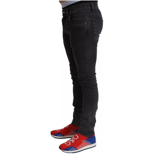 Dolce & Gabbana Gray Running Denim Stretch Logo Skinny Jeans PAN72284-44