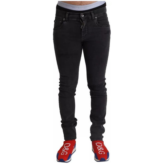 Dolce & Gabbana Gray Running Denim Stretch Logo Skinny Jeans PAN72284-44