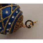 Dolce & Gabbana Gold Brass Blue Christmas Ball Crystal Hook Jewelry Earrings SMY100959