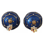 Dolce & Gabbana Gold Brass Blue Christmas Ball Crystal Hook Jewelry Earrings SMY100959