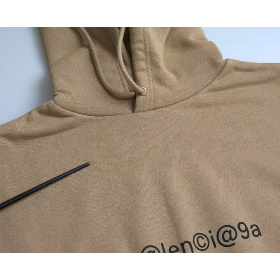 Balenciaga Brown Cotton Symbolic Molleton Bouclette Hooded Sweater Balenciaga