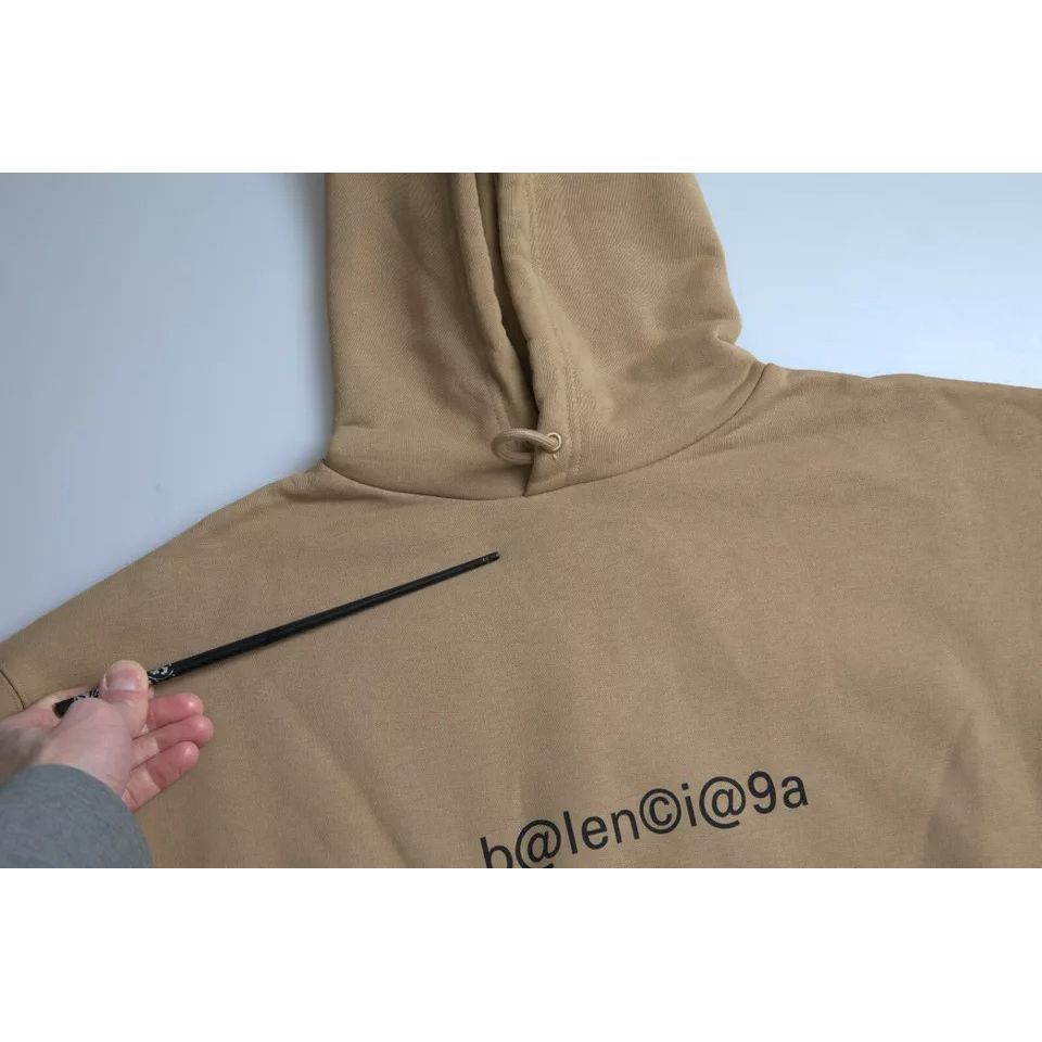 Balenciaga Brown Cotton Symbolic Molleton Bouclette Hooded Sweater Balenciaga