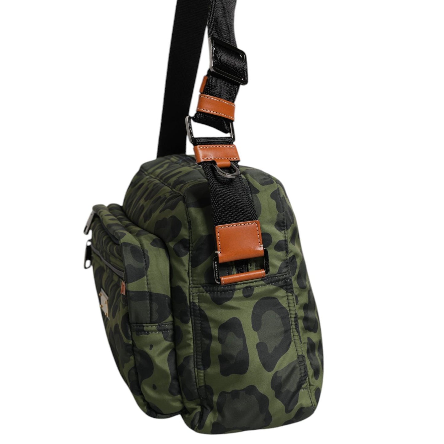 Dolce & Gabbana Green Polyester Leopard Print Shell Messenger Bag Dolce & Gabbana