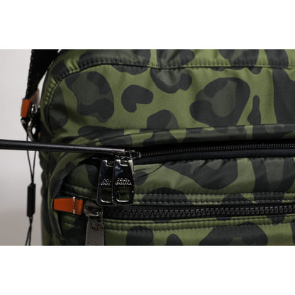 Dolce & Gabbana Green Polyester Leopard Print Shell Messenger Bag Dolce & Gabbana