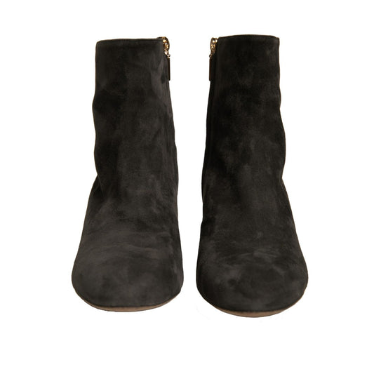 Dolce & Gabbana Black Embellished Heel Ankle Boots Shoes