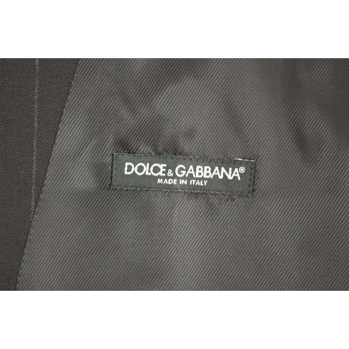 Dolce & Gabbana Black Striped Wool Logo Vest