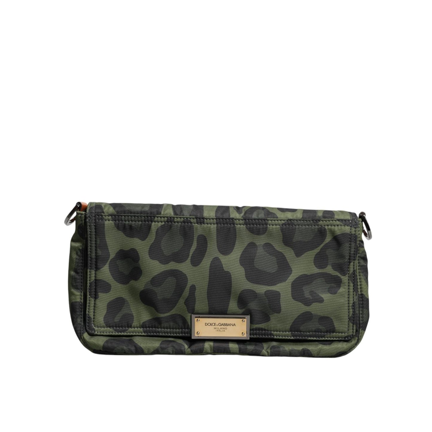 Dolce & Gabbana Green Nylon Leopard Print Shell Messenger Crossbody Bag Dolce & Gabbana
