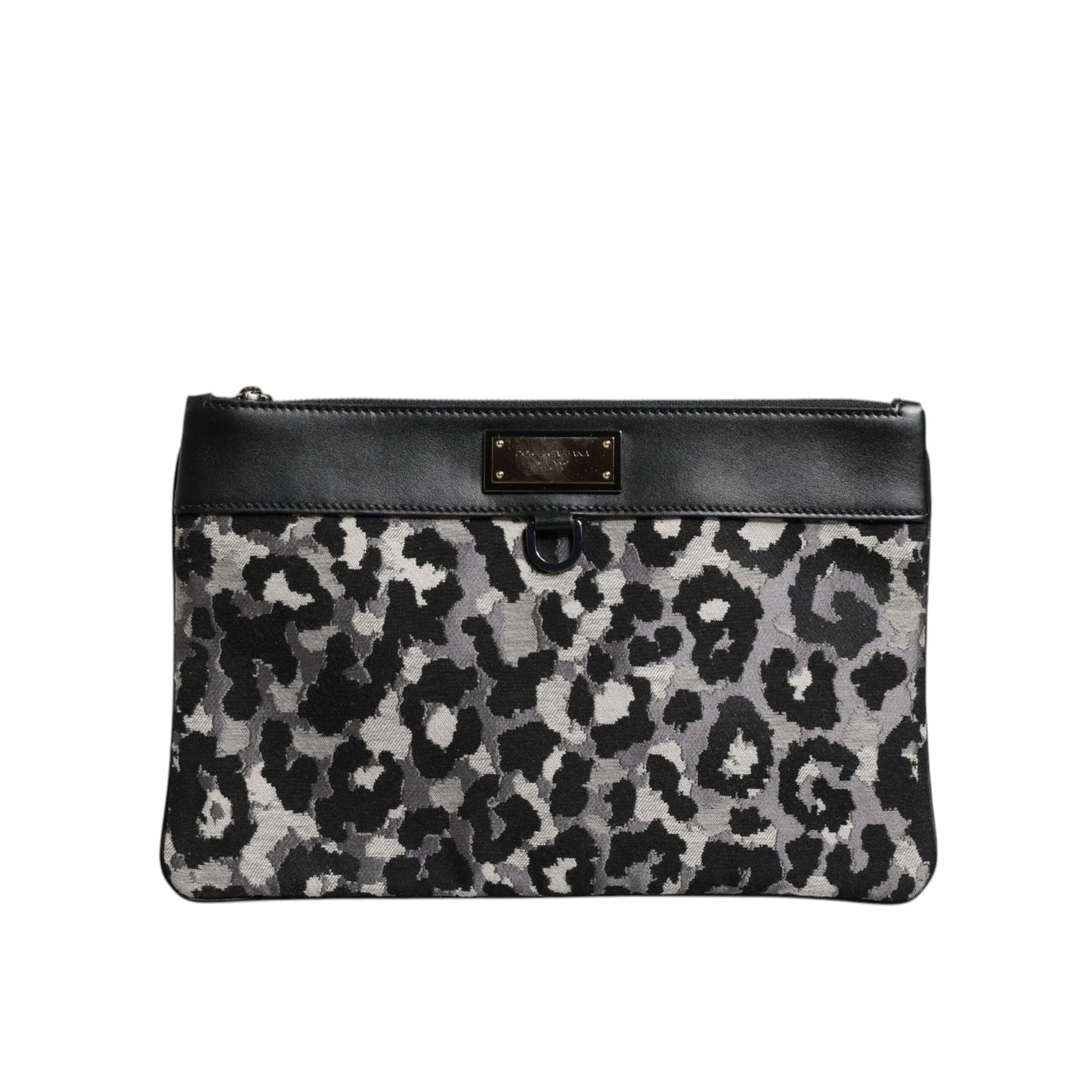 Dolce & Gabbana Multicolor Leopard Jacquard Logo Plaque Men Pouch Bag Dolce & Gabbana