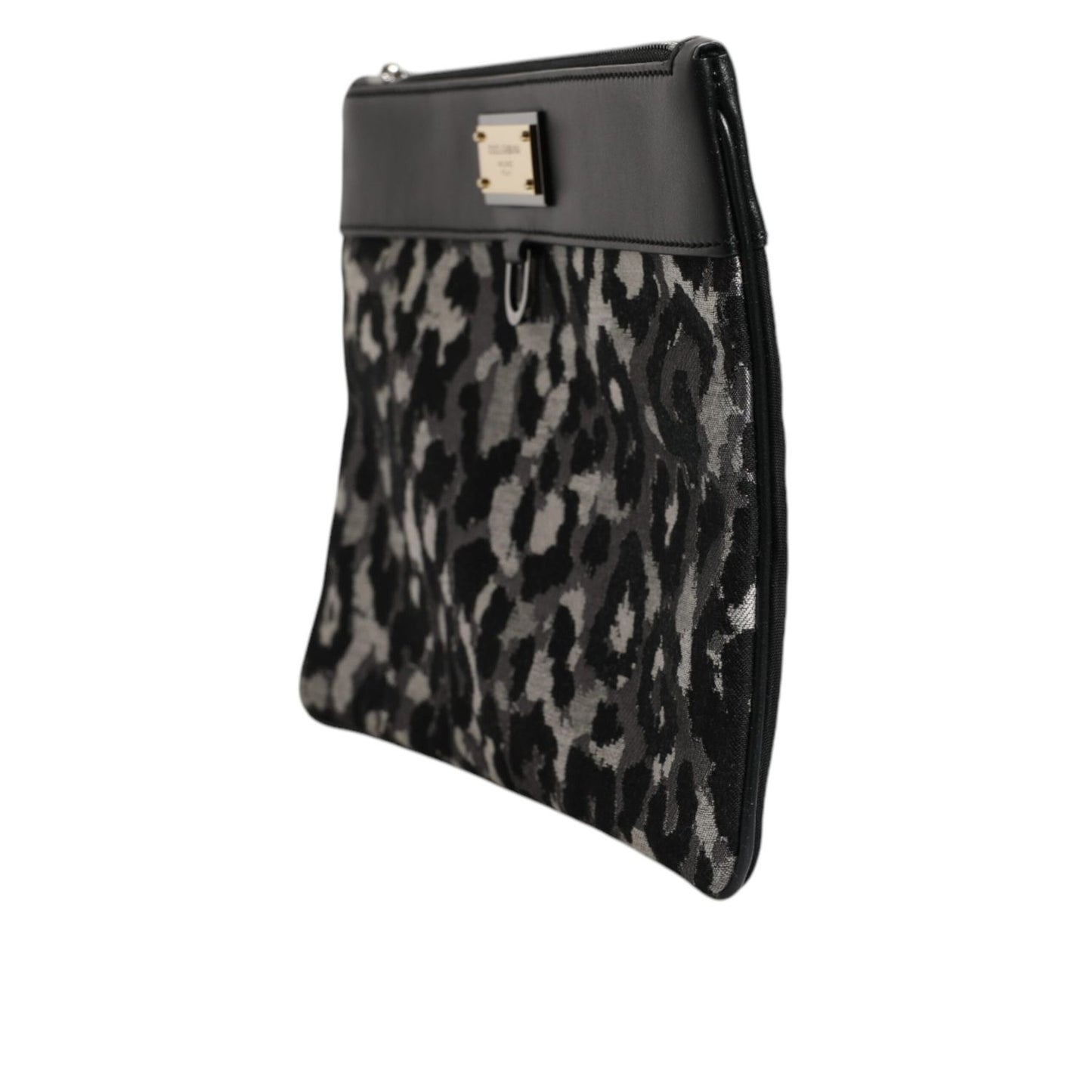Dolce & Gabbana Multicolor Leopard Jacquard Logo Plaque Men Pouch Bag Dolce & Gabbana