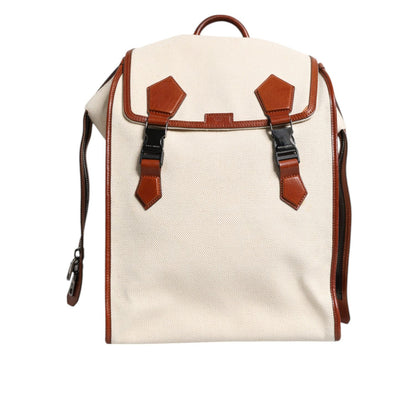 Dolce & Gabbana Beige Brown Canvas Leather EDGE Travel Men Back Pack Bag Dolce & Gabbana