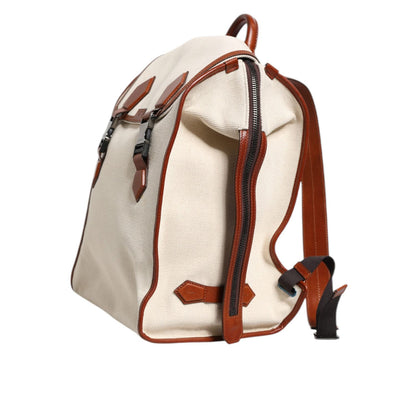 Dolce & Gabbana Beige Brown Canvas Leather EDGE Travel Men Back Pack Bag Dolce & Gabbana