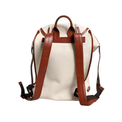 Dolce & Gabbana Beige Brown Canvas Leather EDGE Travel Men Back Pack Bag Dolce & Gabbana