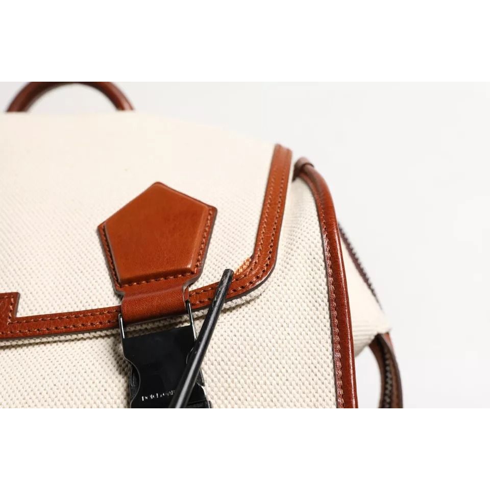 Dolce & Gabbana Beige Brown Canvas Leather EDGE Travel Men Back Pack Bag Dolce & Gabbana