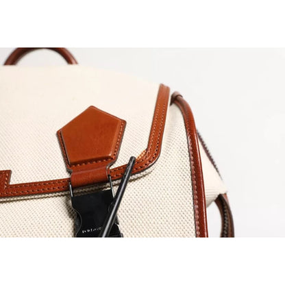 Dolce & Gabbana Beige Brown Canvas Leather EDGE Travel Men Back Pack Bag Dolce & Gabbana