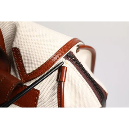 Dolce & Gabbana Beige Brown Canvas Leather EDGE Travel Men Back Pack Bag Dolce & Gabbana