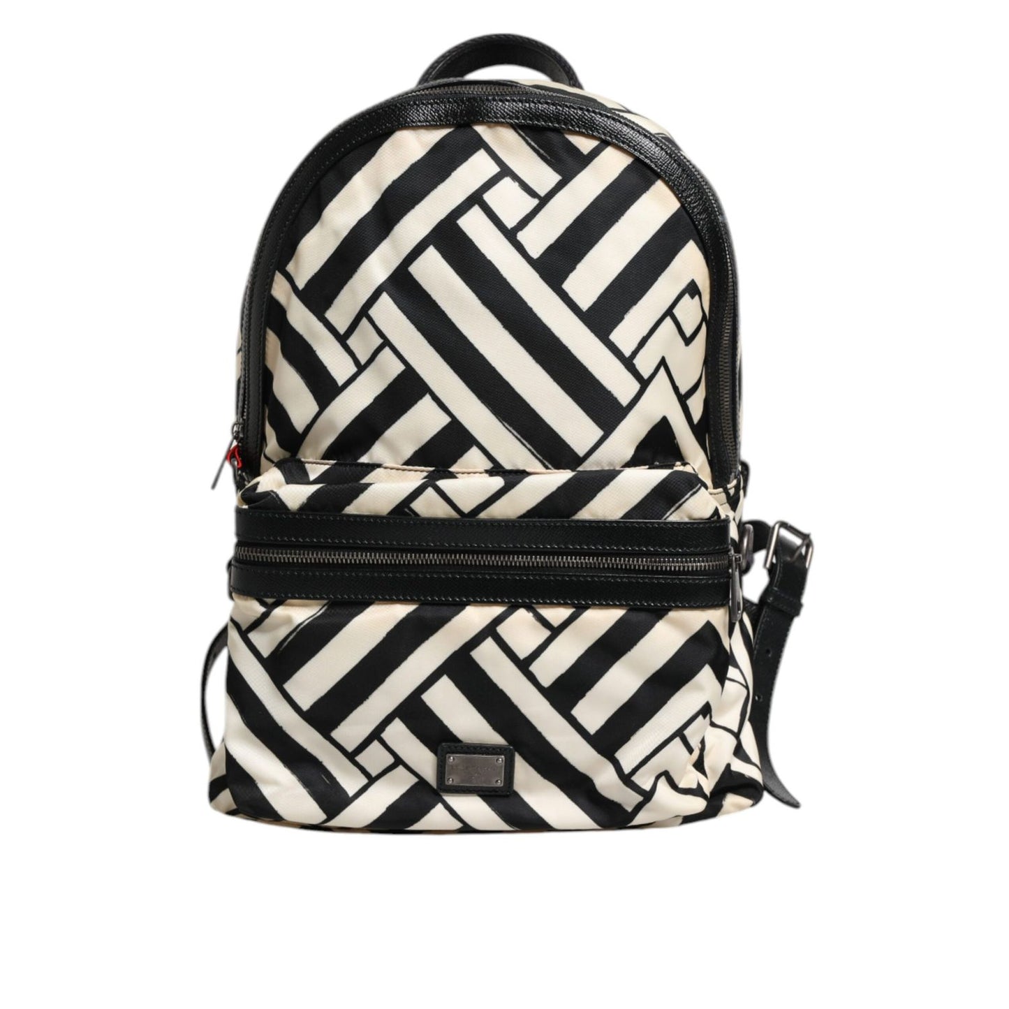 Dolce & Gabbana Black White Nylon Leather Travel Back Pack Bag Dolce & Gabbana