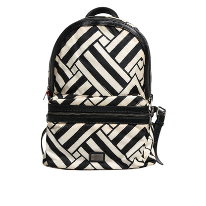 Dolce & Gabbana Black White Nylon Leather Travel Back Pack Bag Dolce & Gabbana