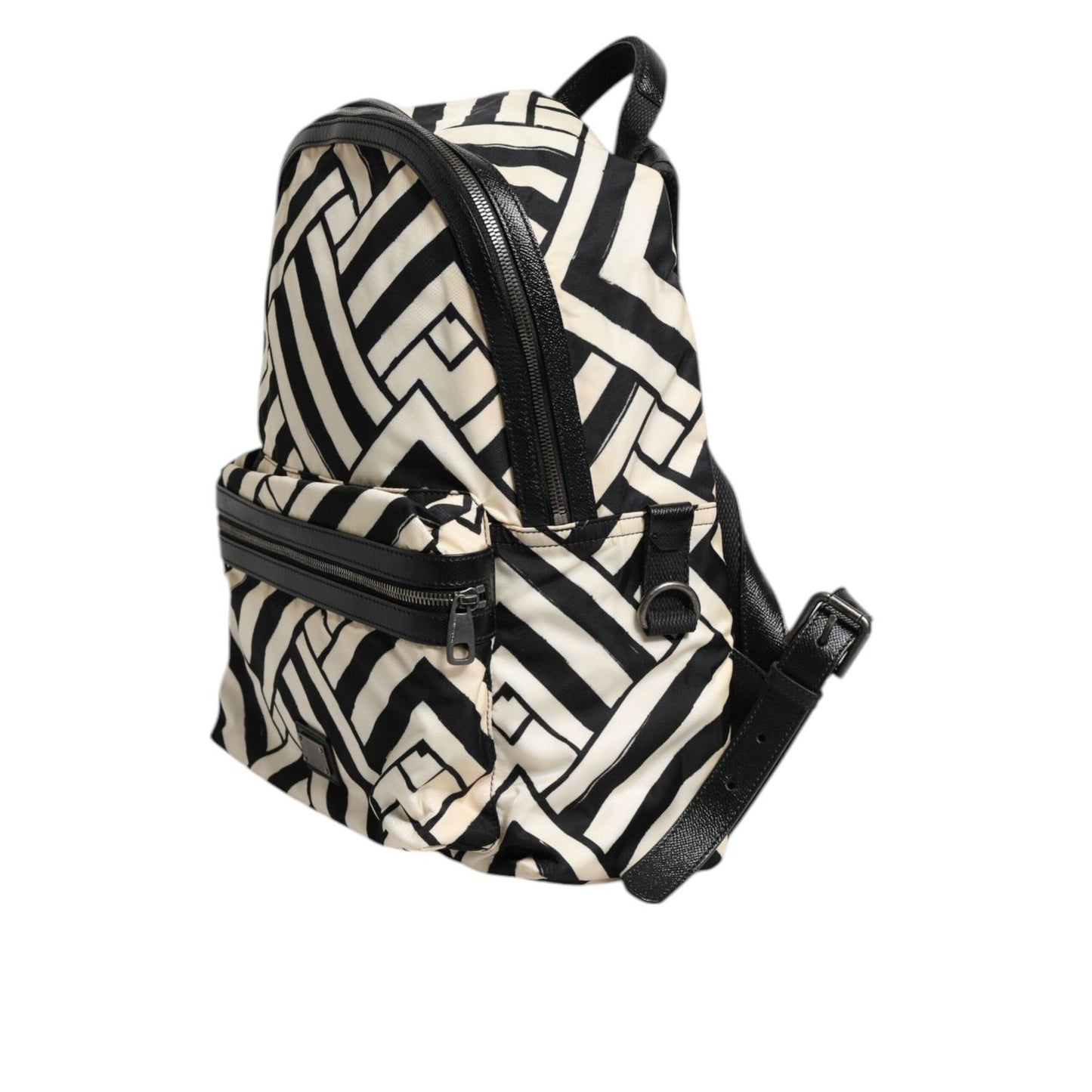 Dolce & Gabbana Black White Nylon Leather Travel Back Pack Bag Dolce & Gabbana
