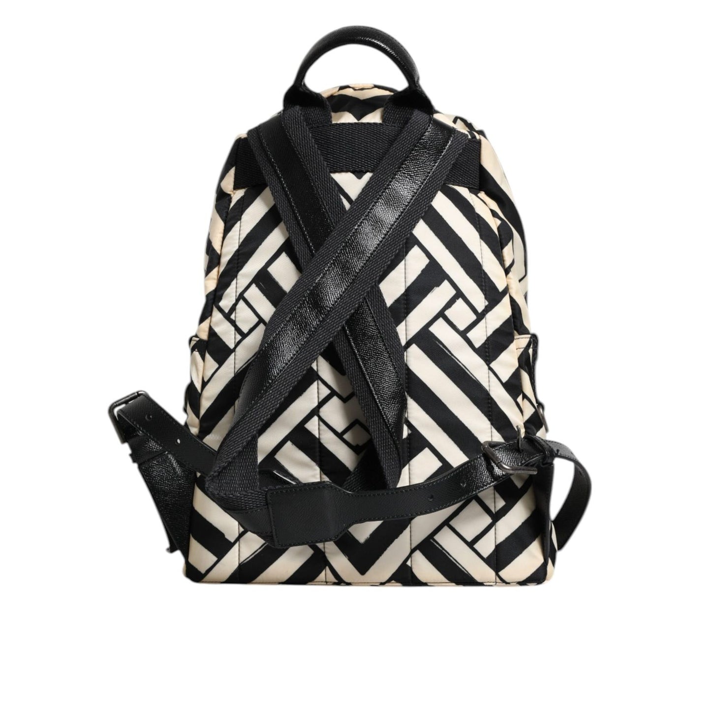 Dolce & Gabbana Black White Nylon Leather Travel Back Pack Bag Dolce & Gabbana
