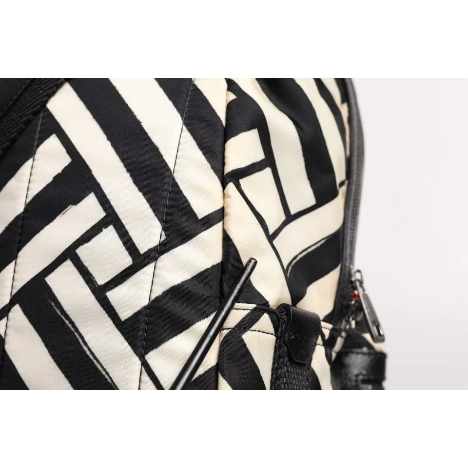 Dolce & Gabbana Black White Nylon Leather Travel Back Pack Bag Dolce & Gabbana