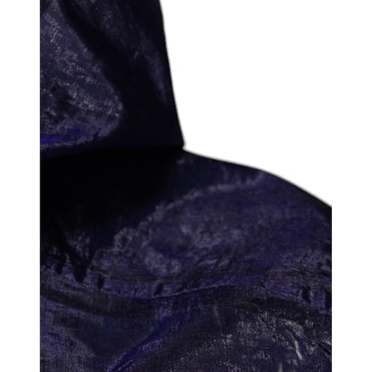 Dolce & Gabbana Dark Blue Cotton Hooded Men Raincoat Jacket