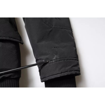 Woolrich Black Hooded Long Sleeves Fur Shearling Coat Jacket Woolrich