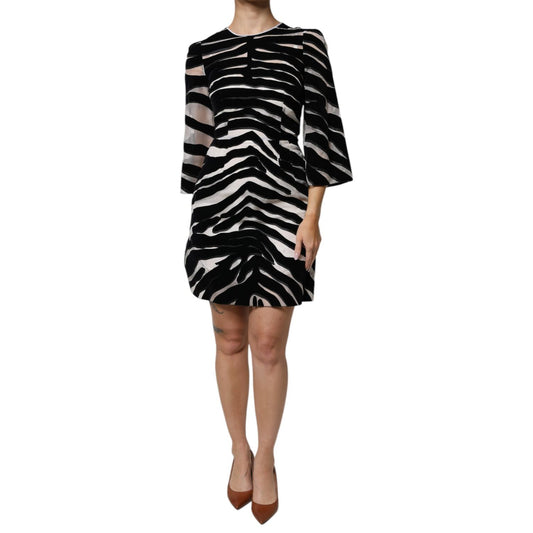 Dolce & Gabbana Black White Zebra A-line Sheath Mini Dress Dolce & Gabbana