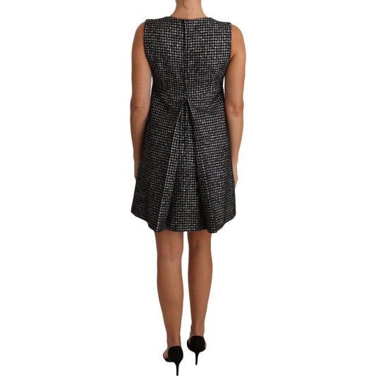 Dolce & Gabbana Houndstooth Floral Appliqué Shift Dress Dolce & Gabbana