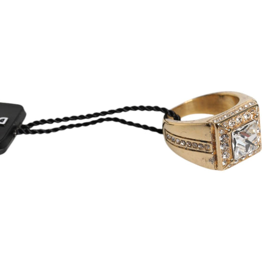 Dolce & Gabbana Gold Tone Sterling Silver 925 Crystals Ring Dolce & Gabbana