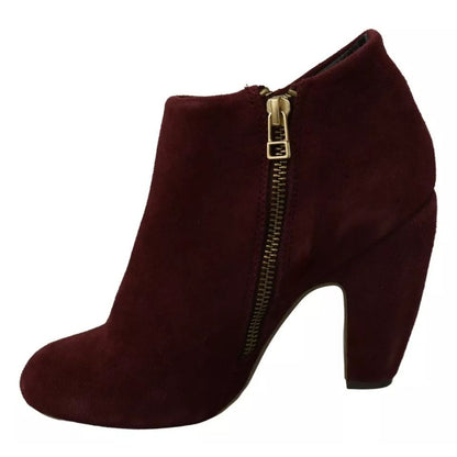 Steve Madden Maroon Blush Velvet Suede Penelope Ankle Boots Shoes Steve Madden