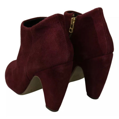 Steve Madden Maroon Blush Velvet Suede Penelope Ankle Boots Shoes Steve Madden
