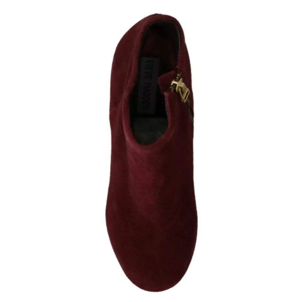 Steve Madden Maroon Blush Velvet Suede Penelope Ankle Boots Shoes Steve Madden
