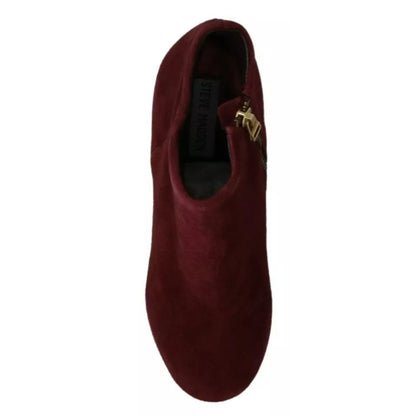 Steve Madden Maroon Blush Velvet Suede Penelope Ankle Boots Shoes Steve Madden