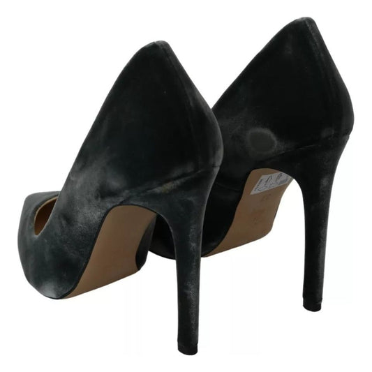 Ovyé Gray Velvet Dress Stiletto Pumps Shoes LA8411-37
