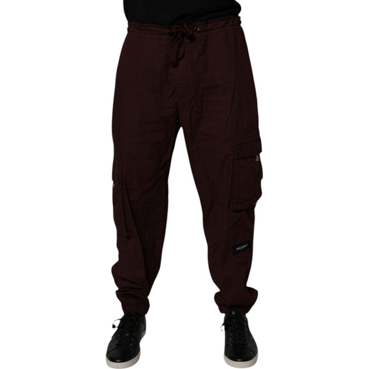 Dolce & Gabbana Maroon Cotton Cargo Jogger Sweatpants Pants PAN75208-52