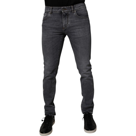 Dolce & Gabbana Dark Gray Cotton Stretch Skinny Denim Jeans PAN75212-48