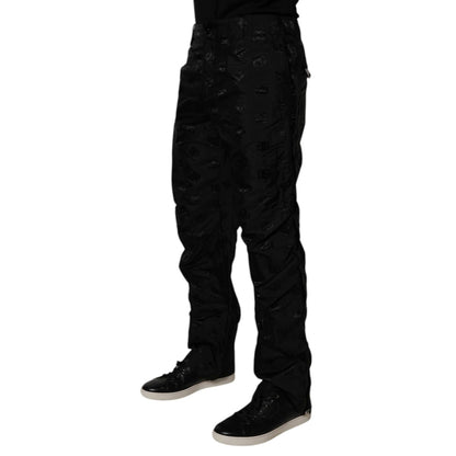 Dolce & Gabbana Black Logo Monogram Straight Pants