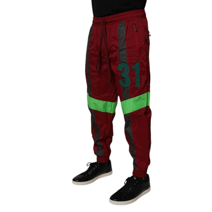 Dolce & Gabbana Maroon Nylon Men Jogger Sweatpants Pants